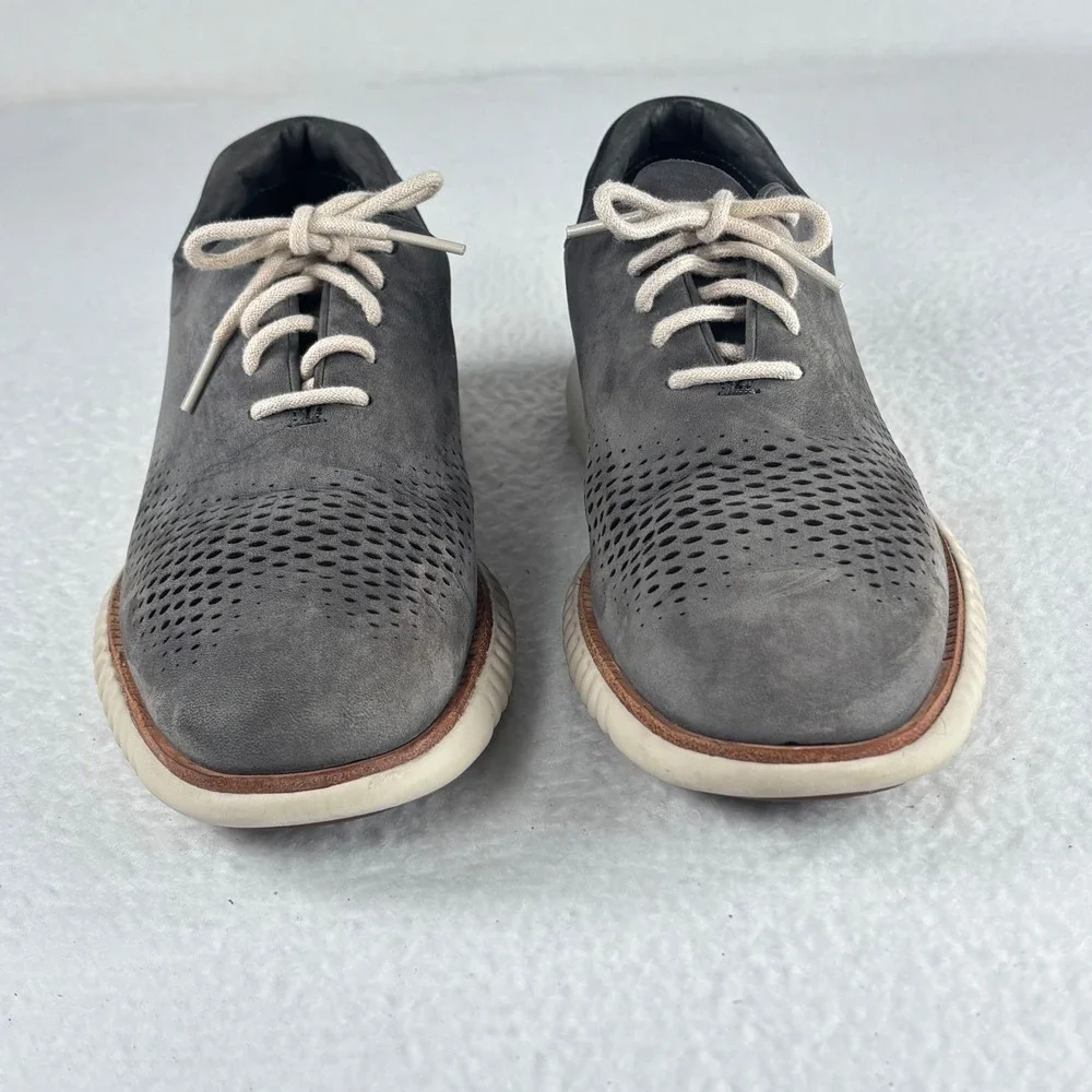 Cole Haan 2 ZEROGRAND Wingtip Oxford Mens 8 Gray Nubuck Suede Athleisure‎ Preppy